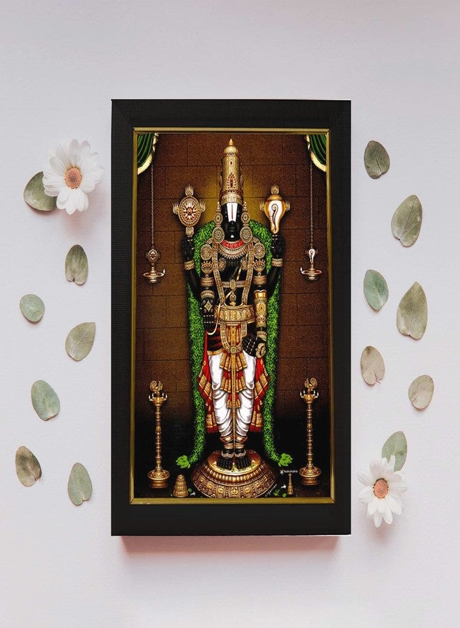 101Temples - Divinity Eternity Spirituality Tirupati Balaji Venkateswara Swamy God Wooden Photo Frame with Wall Hook, 1 Piece | 10" x 13", Matt Finish - Image 2